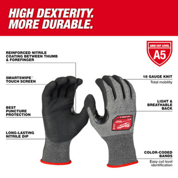 Milwaukee 48-73-7150E Cut Level 5 High-Dexterity Nitrile Dipped Gloves - S (Pack of 144)