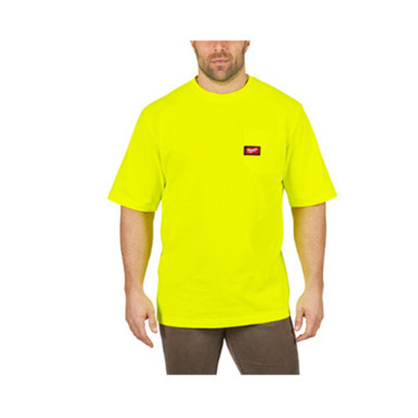 Milwaukee 601HV-S Heavy Duty Pocket T-Shirt (601), Short Sleeve, Hi Vis, Small