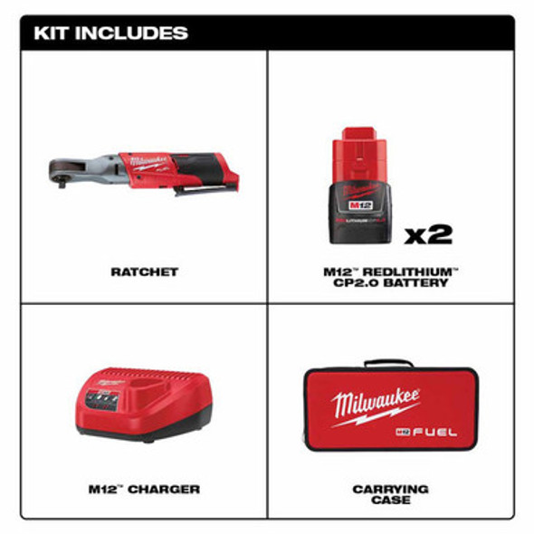 Milwaukee 2557-22 M12 FUEL 3/8" Ratchet 2 Battery Kit
