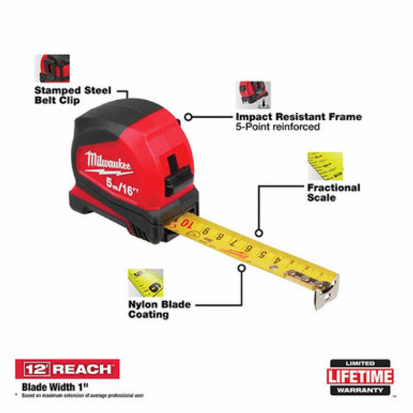 Milwaukee 48-22-6617 5m / 16' Compact Tape Measure