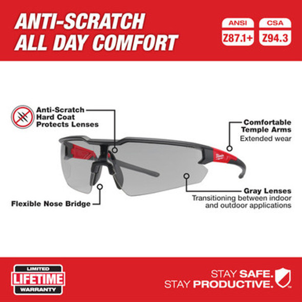 Milwaukee 48-73-2106 Safety Glasses - Gray Anti-Scratch Lenses