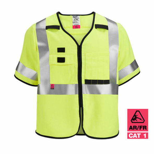 Milwaukee 48-73-5224 AR/FR Cat. 1 Class 3 High Visibility Yellow Mesh Safety Vest - 4XL/5XL