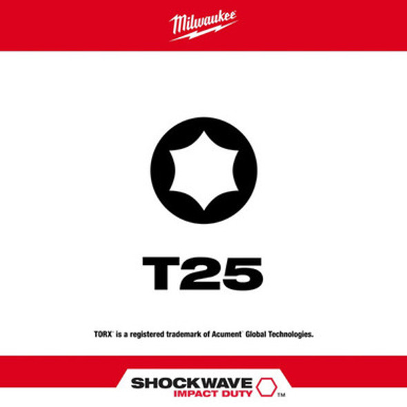 Milwaukee 48-32-4685 SHOCKWAVE 2" T25 Impact Bit 5PK