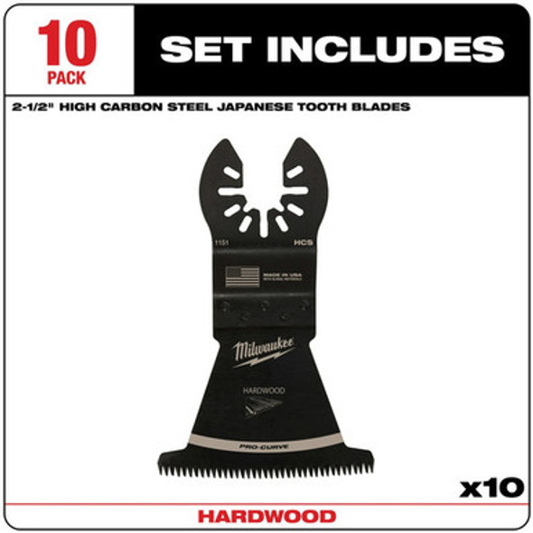 Milwaukee 49-25-1159 MILWAUKEE® OPEN-LOK 2-1/2" HCS JAPANESE TOOTH PRO-CURVE HARDWOOD BLADE 10PK