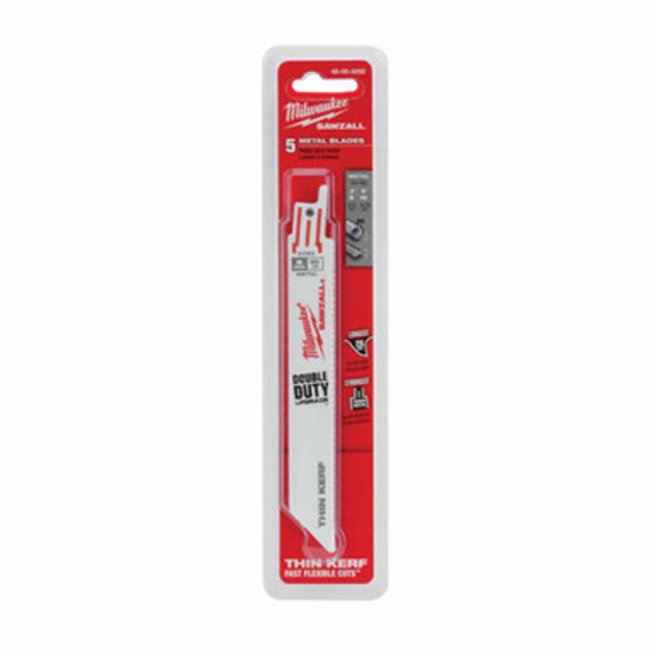 Milwaukee 48-00-5092 6" x 10TPI Bi-Metal Super Sawzall Blade 5-Pack