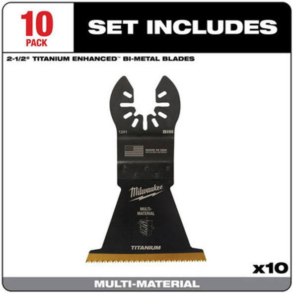 Milwaukee 49-25-1249 MILWAUKEE® OPEN-LOK 2-1/2" TITANIUM ENHANCED BI-METAL MULTI-MATERIAL BLADES 10PK