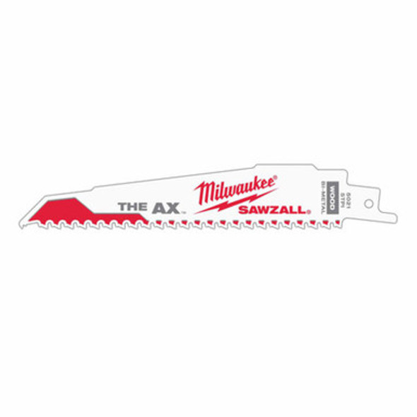 Milwaukee 48-00-5021 6" x 5/8TPI Bi-Metal AX Super Sawzall Blade 5-Pack