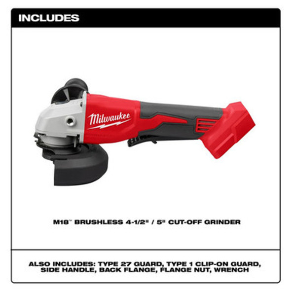 Milwaukee 2686-20 M18 Brushless 4-1/2" / 5" Cut-Off Grinder, Paddle Switch