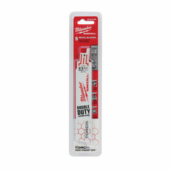 Milwaukee 48-00-5786 Super Sawzall Blade 24 Teeth per Inch 6-Inch Length, Torch, 5 Pack