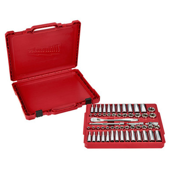 Milwaukee 48-22-9008 3/8" Drive 56 Piece Ratchet & Socket Set - SAE & Metric