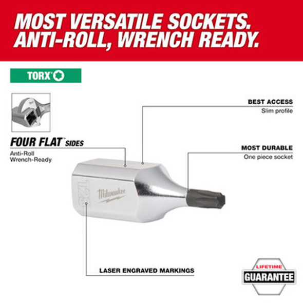 Milwaukee 45-34-1000 1/4" Drive T8 TORX Bit Socket