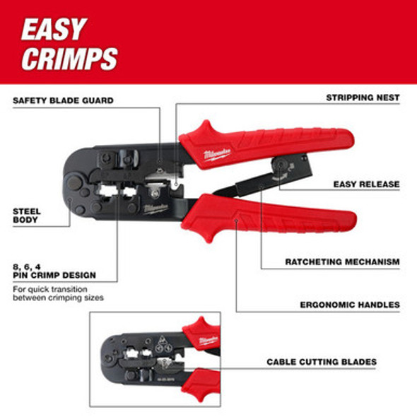 Milwaukee 48-22-3076 Ratcheting Modular Crimper & Stripper