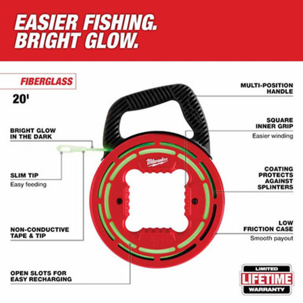 Milwaukee 48-22-4182 20' Glow Fish Tape