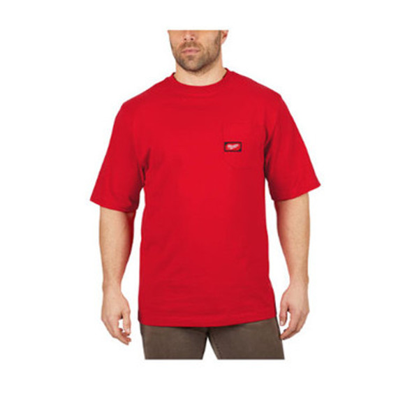 Milwaukee 601R-L Heavy Duty Pocket T-Shirt (601), Short Sleeve, Red, Large