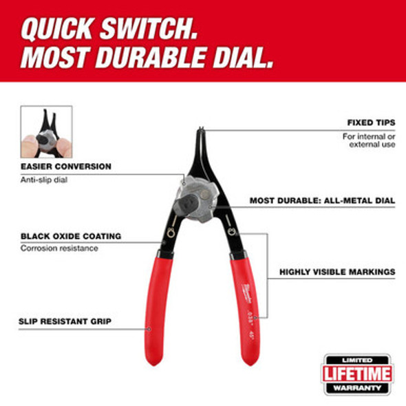Milwaukee 48-22-6536 .070" Convertible Snap Ring Pliers - 18 Degree