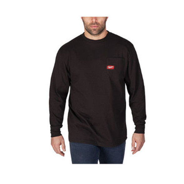 Milwaukee 602B-M Heavy Duty Pocket T-Shirt (602), Long Sleeve, Black, Medium