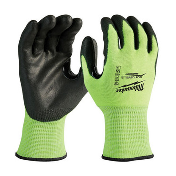 Milwaukee 48-73-8934 High Visibility Cut Level 3 Polyurethane Dipped Safety Gloves - 2X-Large