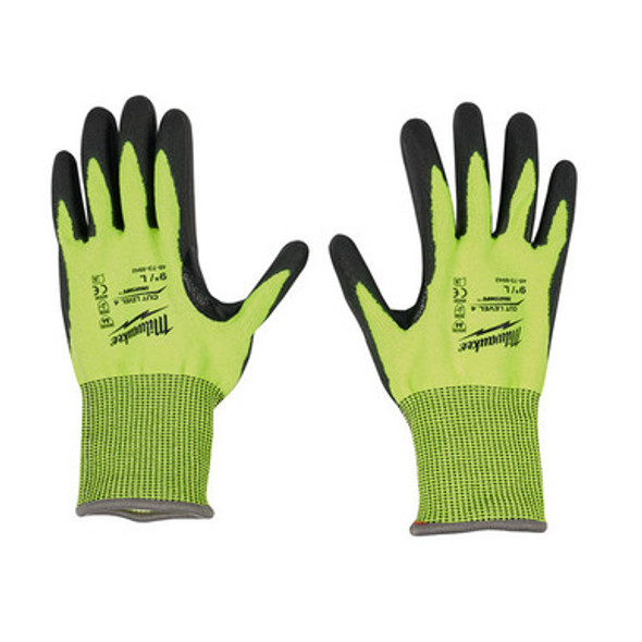 Milwaukee 48-73-8944B 12PK High Visibility Cut Level 4 Polyurethane Dipped Safety Gloves - 2X-Large