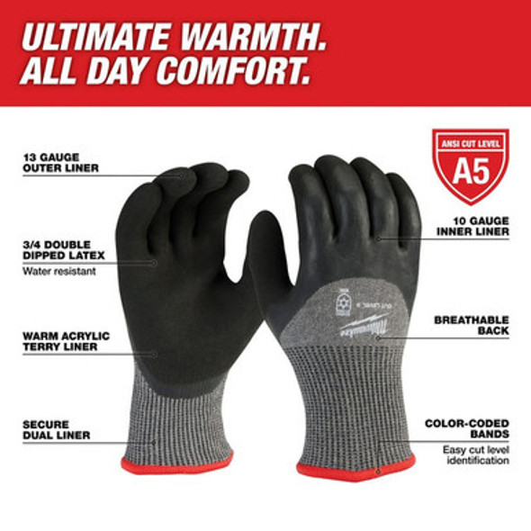 Milwaukee 48-73-7950B 12-Pack Cut Level 5 Winter Dipped Gloves - S