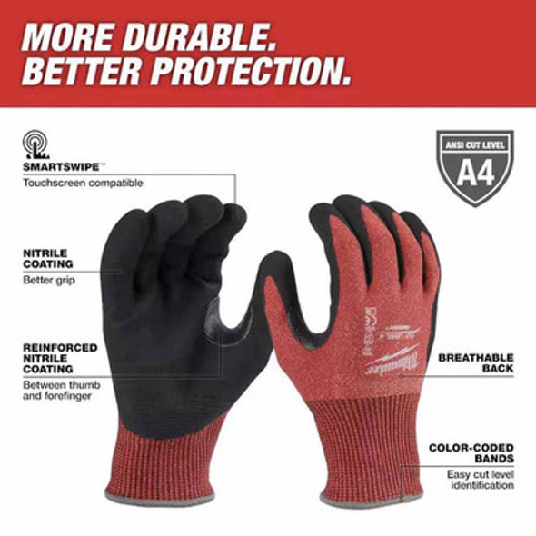 Milwaukee 48-22-8945 Cut Level 4 Nitrile Dipped Gloves - S