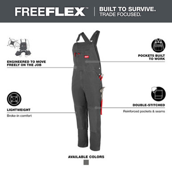 Milwaukee M850G-3434 FREEFLEX Unlined Bib Overalls 34x34