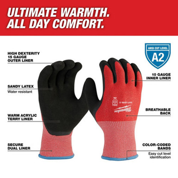 Milwaukee 48-73-7921B 12-Pack Cut Level 2 Winter Dipped Gloves - M