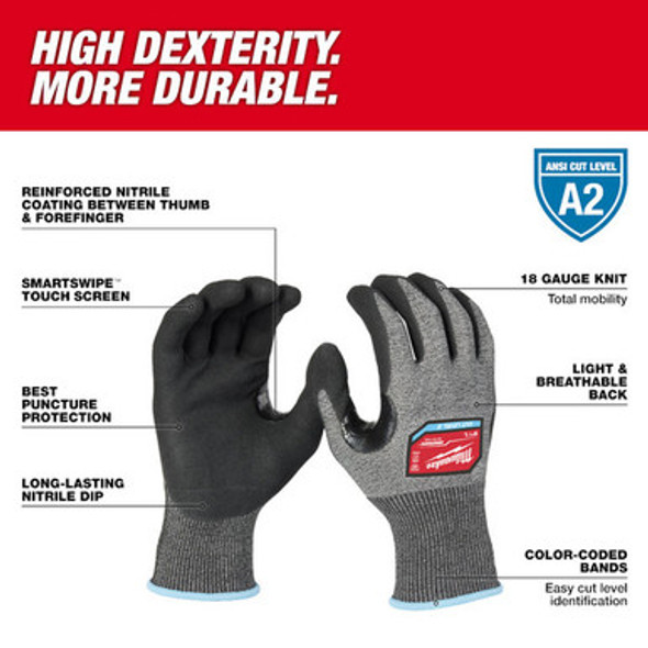Milwaukee 48-73-7120 Cut Level 2 High-Dexterity Nitrile Dipped Gloves - S