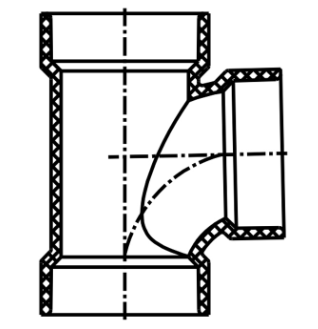 ABS DWV Sanitary Tee (HUB x HUB x HUB)