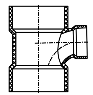 ABS DWV Reducing Sanitary Tee (HUB x HUB x HUB)
