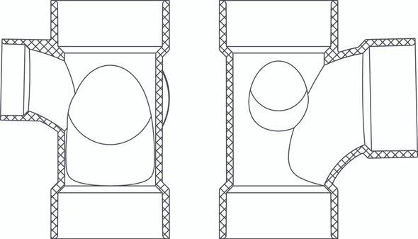 ABS DWV Sanitary Tee W/ R&L Side Inlet (ALL HUB)