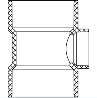 ABS DWV Reducing Vent Tee (HUB x HUB x HUB)