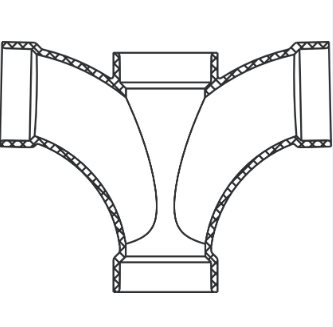 ABS DWV Double Fixture Fitting (ALL HUB)