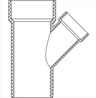 ABS DWV 45 Reducing Street Wye (SPG x HUB x HUB)