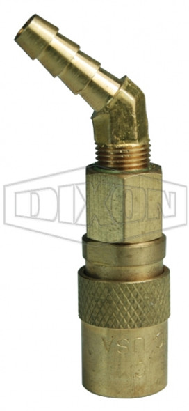 2CM4S3-B - CM-Series Industrial Mold Valved Coupler 45° Hose Barb