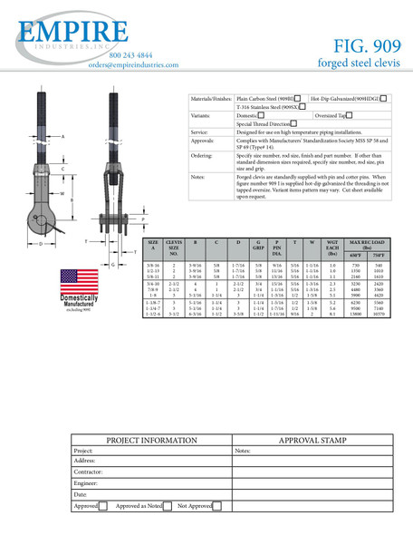 Fig. 909 Forged Steel Clevis Submittal