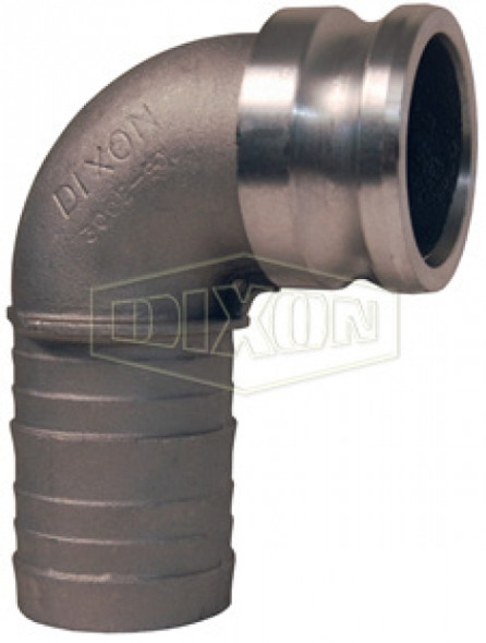 300E-90AL - Cam & Groove 90° Type E Adapter x Hose Shank Elbow