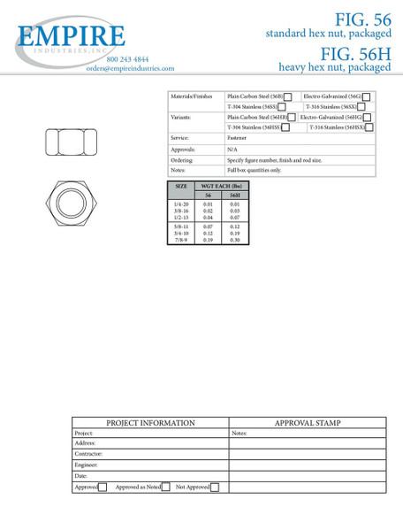 Fig. 56 Heavy Hex Nut Submittal