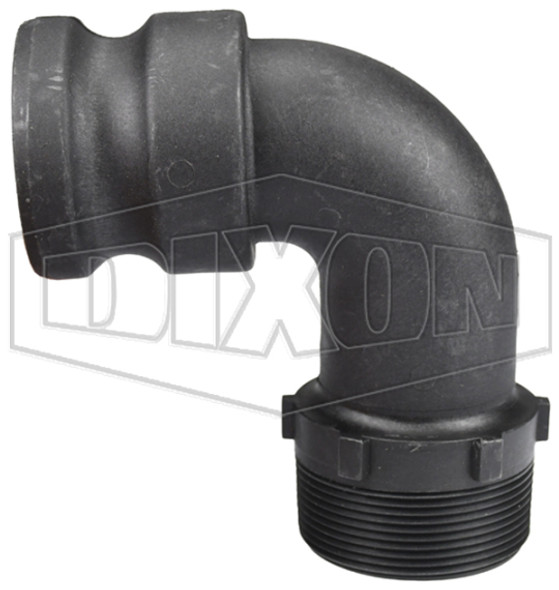 90PPF200 - Glass-Filled Polypropylene Cam & Groove Type F 90° Elbow Adapter x Male NPT