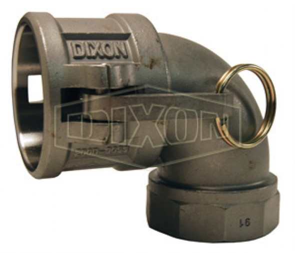 300D-90SS - Cam & Groove 90° Type D Coupler x Female NPT Elbow