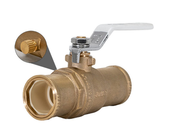 Lead Free Brass Ball Valve, Full Port, 2 Piece, CPVC Connection, Dezincification Resistant Brass, With Drain, 150 WOG