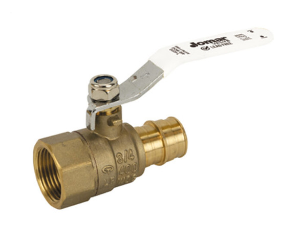 Lead Free Brass Ball Valve, 2 Piece, Threaded FIP x Expansion Pex Connection, Stainless Steel Ball and Stem, Dezincification Resistant Brass, 400 WOG