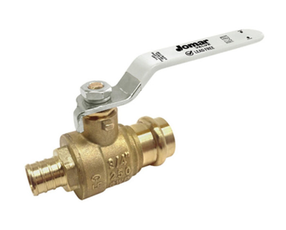 Lead Free Brass Ball Valve, 2 Piece, Press x Crimp Pex Connection, Dezincification Resistant Brass, 250 CWP