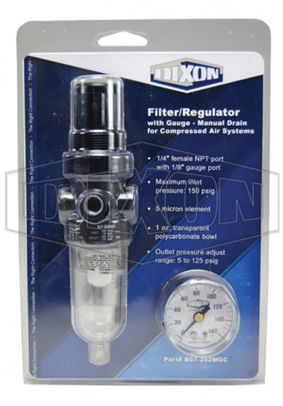 PND-B07-202MGC - B07-Series Carded Miniature Filter/Regulator - Retail Packaged