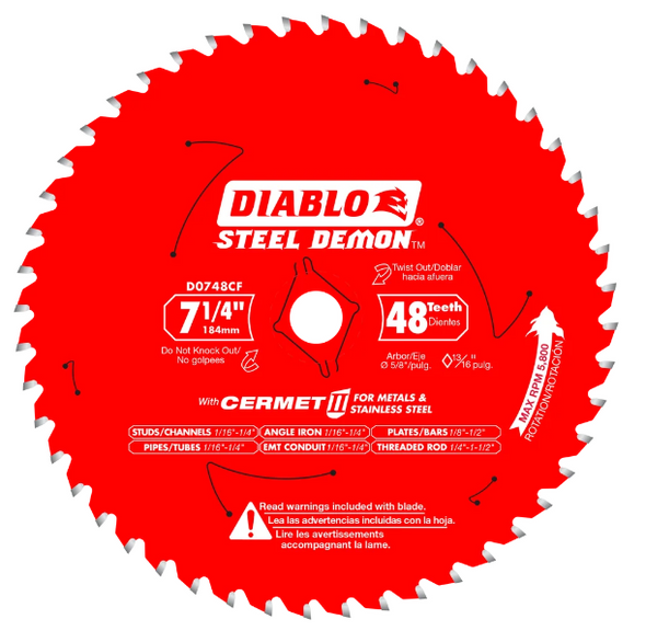 7-1/4 in. x 48 Tooth Steel Demon Cermet II Saw Blade for Metals and Stainless Steel