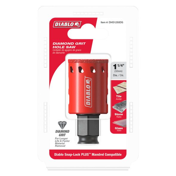 1-1/4 in. Diamond Grit Hole Saws in retail packaging