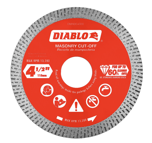 4-1/2 in. Diamond Continuous Rim Cut-Off Discs for Masonry
