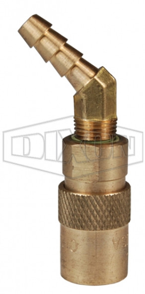 2CM4S3-B-E - CM-Series Industrial Mold Unvalved Coupler 45° Hose Barb