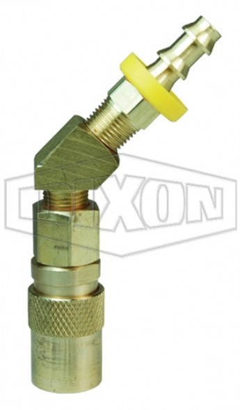 2CM4B2-B-E - CM-Series Industrial Mold Unvalved Coupler 45° Push-Loc Barb