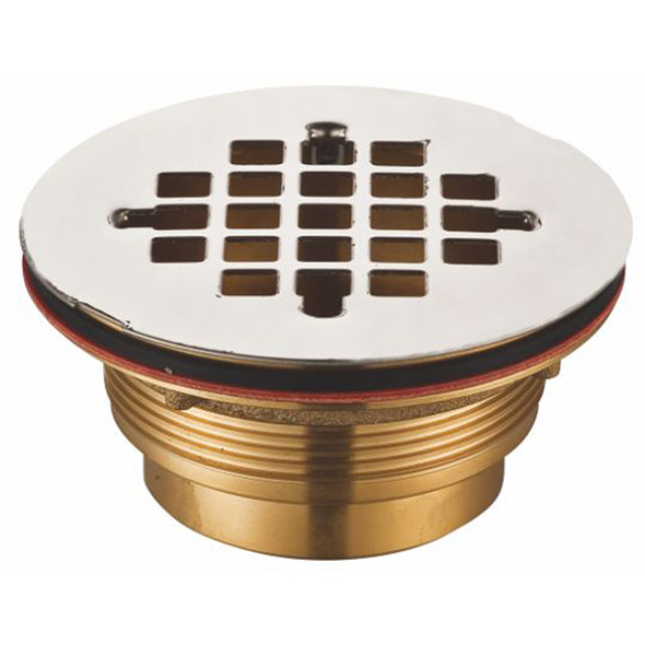 2" IPS Cast Brass Shower Drain w/ Stainless Strainer