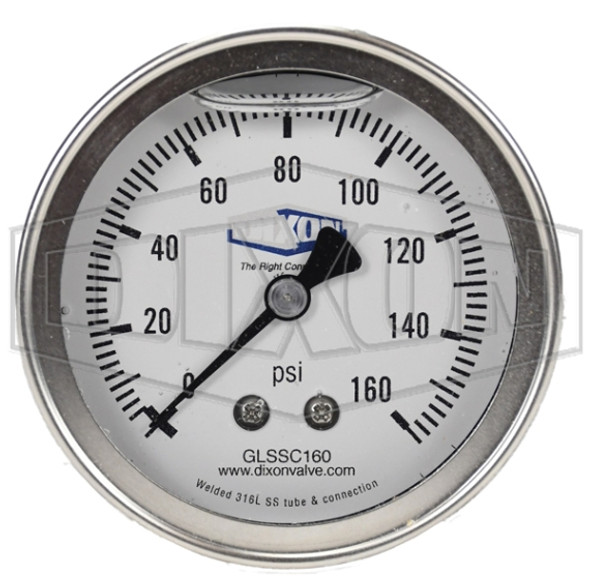 GLSSC200 - Stainless Liquid Filled Center Back Mount Gauge